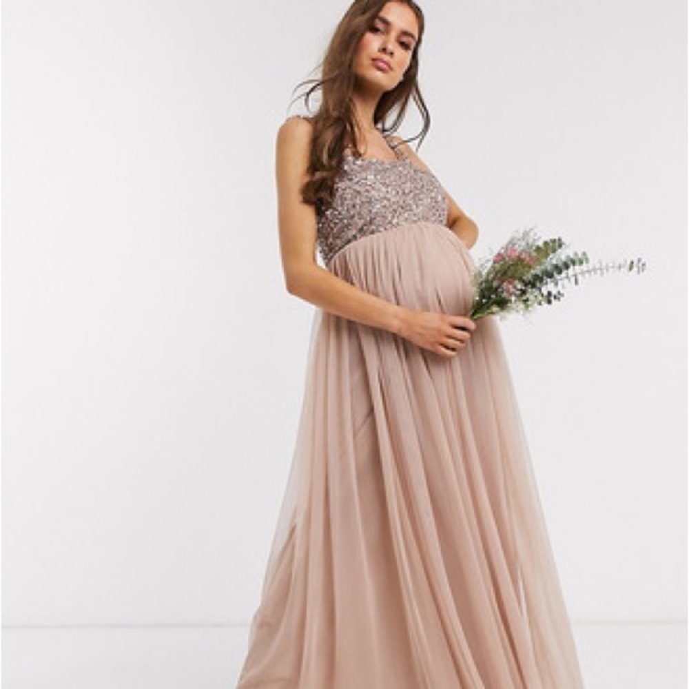 Asos Maya Maternity Bridesmaid Dress- Blush